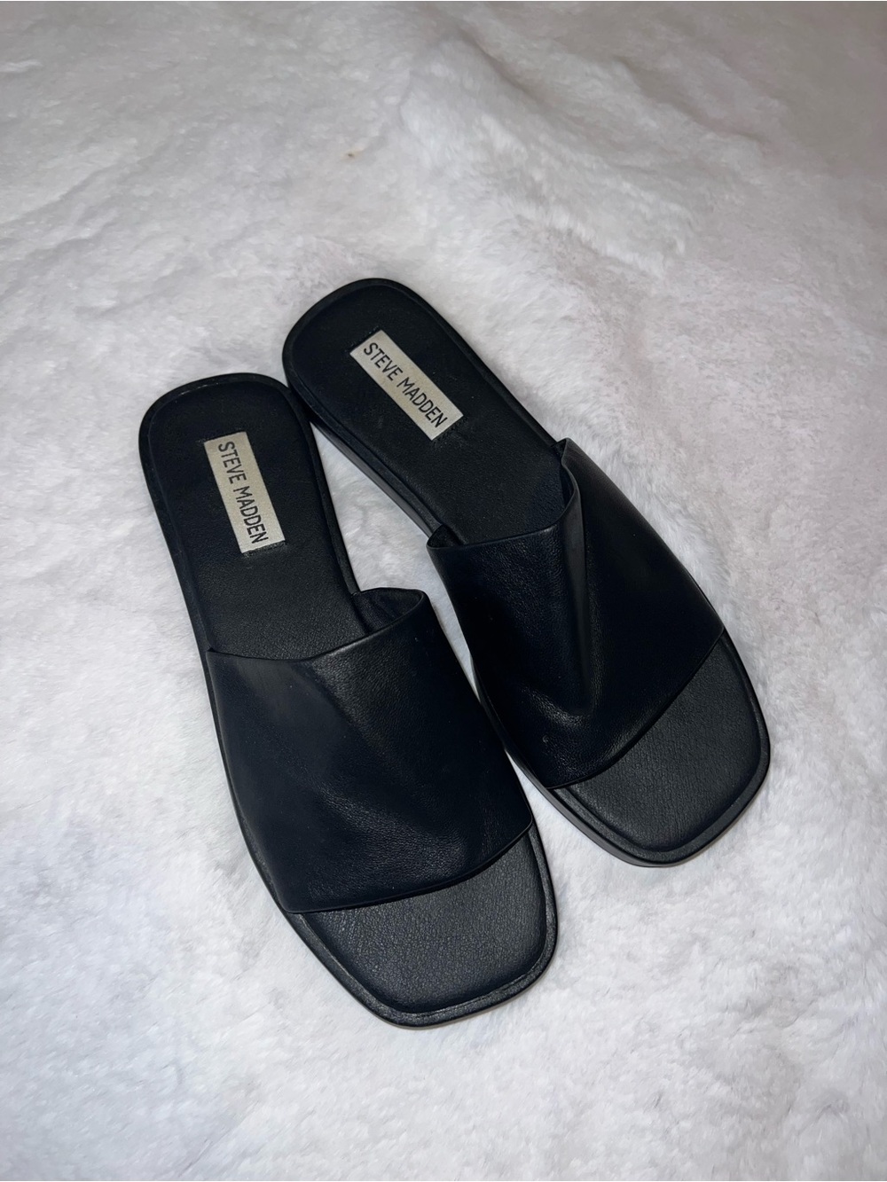 Steve Madden Black Slide Sandals